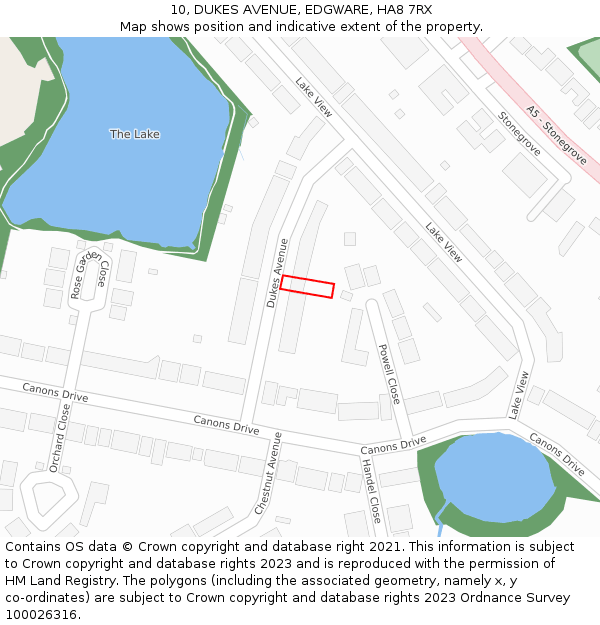 10, DUKES AVENUE, EDGWARE, HA8 7RX: Location map and indicative extent of plot