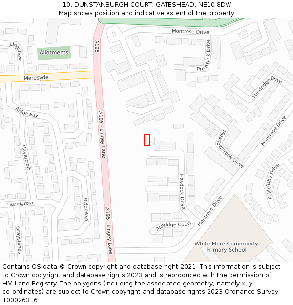 10, DUNSTANBURGH COURT, GATESHEAD, NE10 8DW: Location map and indicative extent of plot