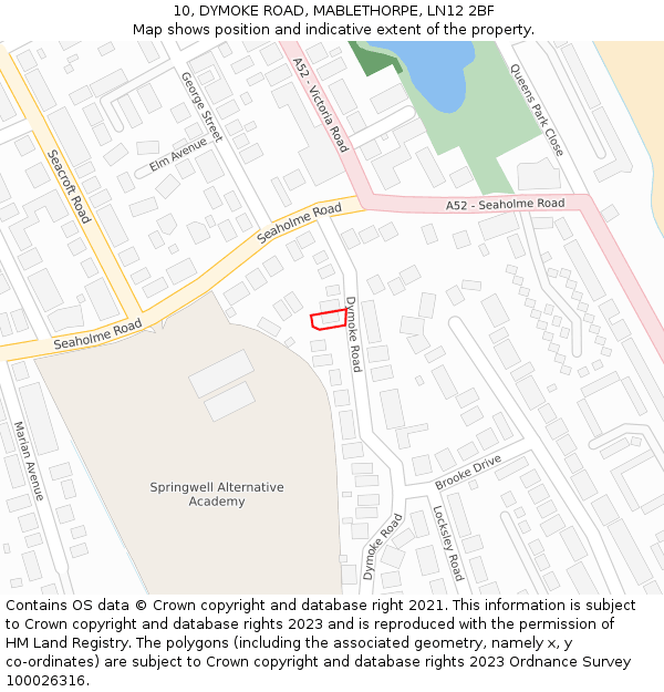 10, DYMOKE ROAD, MABLETHORPE, LN12 2BF: Location map and indicative extent of plot