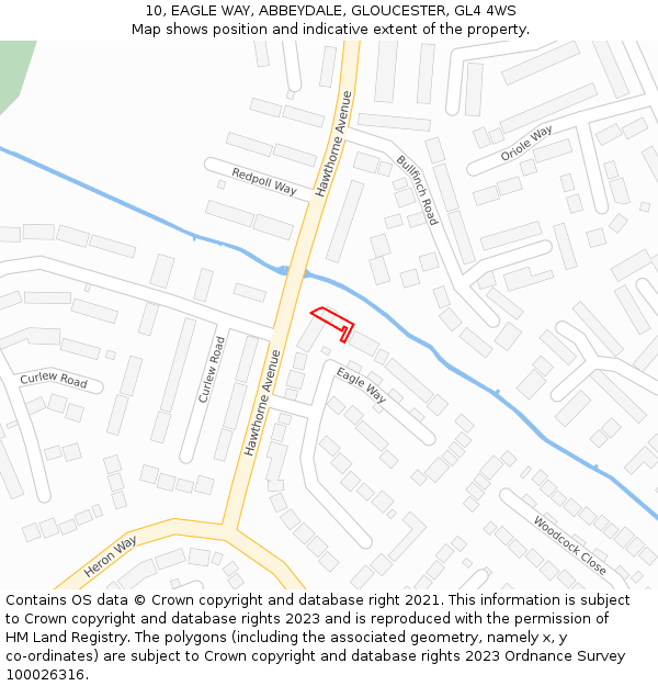 10, EAGLE WAY, ABBEYDALE, GLOUCESTER, GL4 4WS: Location map and indicative extent of plot