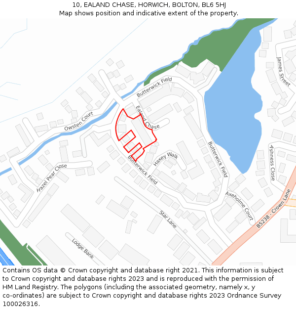 10, EALAND CHASE, HORWICH, BOLTON, BL6 5HJ: Location map and indicative extent of plot