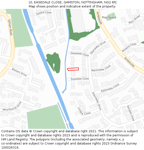 10, EASEDALE CLOSE, GAMSTON, NOTTINGHAM, NG2 6PJ: Location map and indicative extent of plot