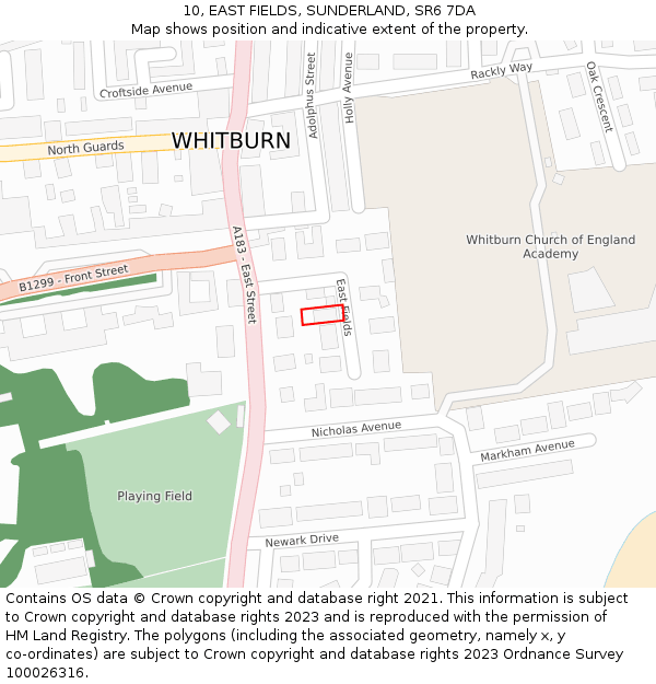 10, EAST FIELDS, SUNDERLAND, SR6 7DA: Location map and indicative extent of plot