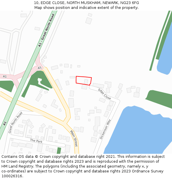 10, EDGE CLOSE, NORTH MUSKHAM, NEWARK, NG23 6FG: Location map and indicative extent of plot