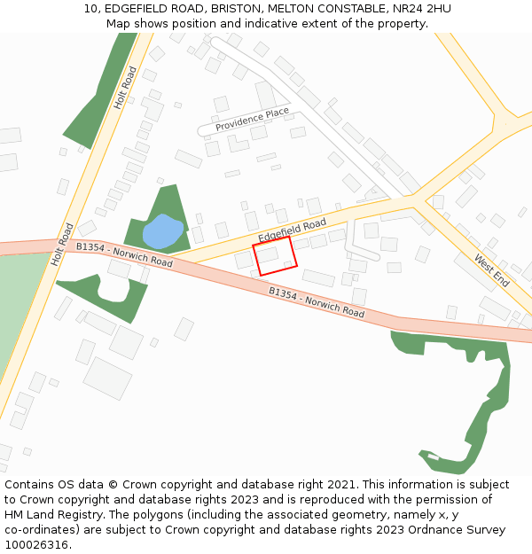 10, EDGEFIELD ROAD, BRISTON, MELTON CONSTABLE, NR24 2HU: Location map and indicative extent of plot