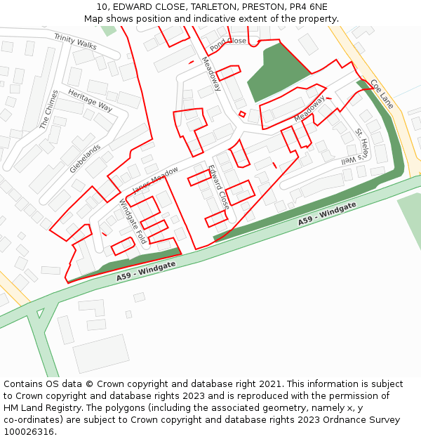 10, EDWARD CLOSE, TARLETON, PRESTON, PR4 6NE: Location map and indicative extent of plot