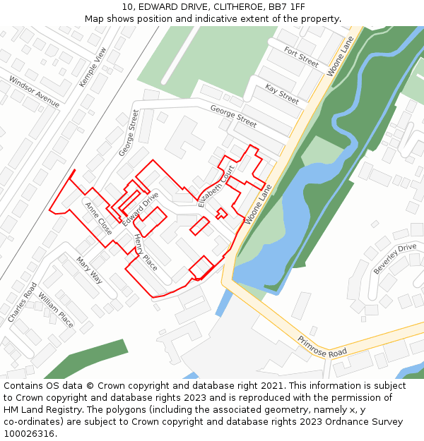 10, EDWARD DRIVE, CLITHEROE, BB7 1FF: Location map and indicative extent of plot