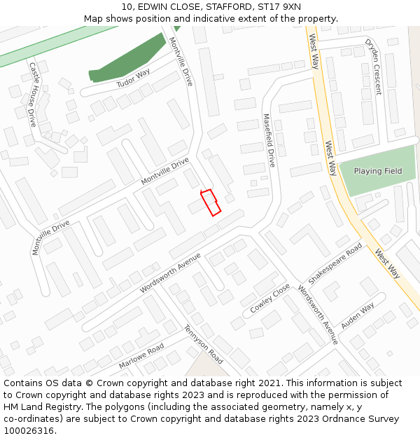 10, EDWIN CLOSE, STAFFORD, ST17 9XN: Location map and indicative extent of plot