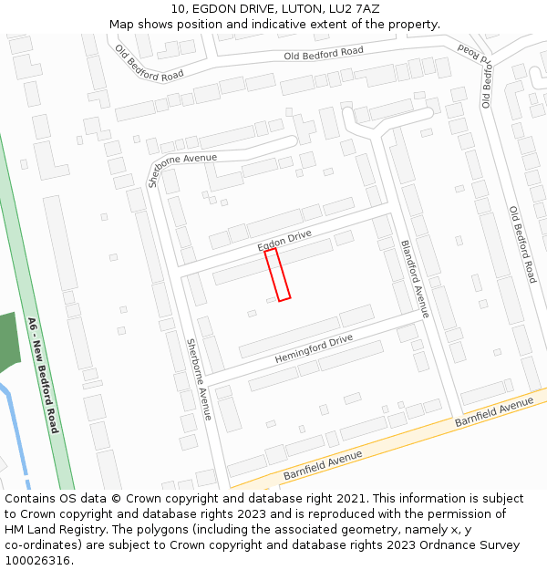 10, EGDON DRIVE, LUTON, LU2 7AZ: Location map and indicative extent of plot