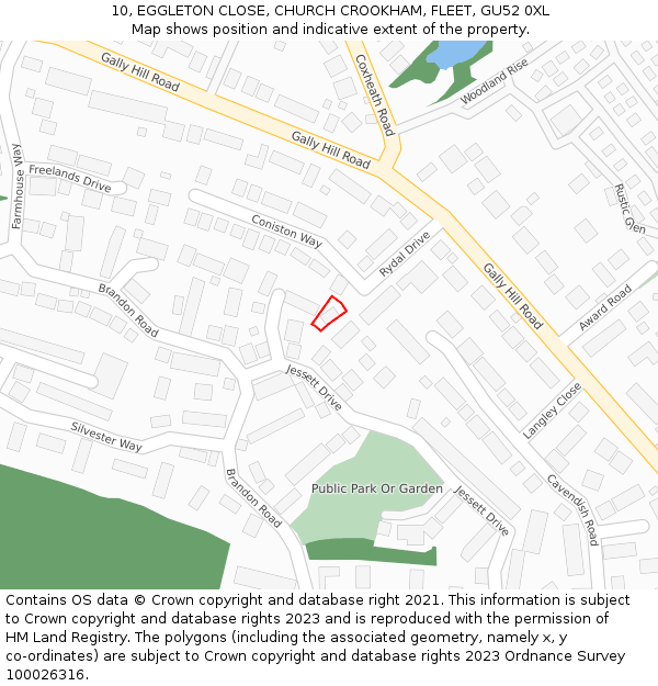 10, EGGLETON CLOSE, CHURCH CROOKHAM, FLEET, GU52 0XL: Location map and indicative extent of plot