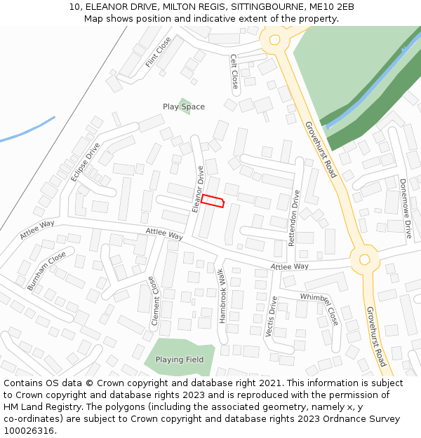 10, ELEANOR DRIVE, MILTON REGIS, SITTINGBOURNE, ME10 2EB: Location map and indicative extent of plot