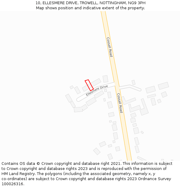 10, ELLESMERE DRIVE, TROWELL, NOTTINGHAM, NG9 3PH: Location map and indicative extent of plot