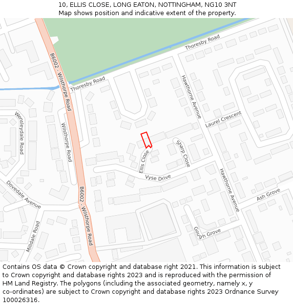 10, ELLIS CLOSE, LONG EATON, NOTTINGHAM, NG10 3NT: Location map and indicative extent of plot