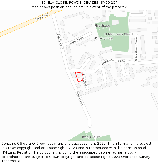 10, ELM CLOSE, ROWDE, DEVIZES, SN10 2QP: Location map and indicative extent of plot