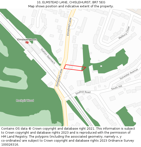 10, ELMSTEAD LANE, CHISLEHURST, BR7 5EG: Location map and indicative extent of plot