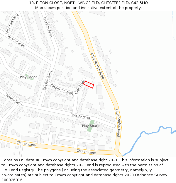 10, ELTON CLOSE, NORTH WINGFIELD, CHESTERFIELD, S42 5HQ: Location map and indicative extent of plot