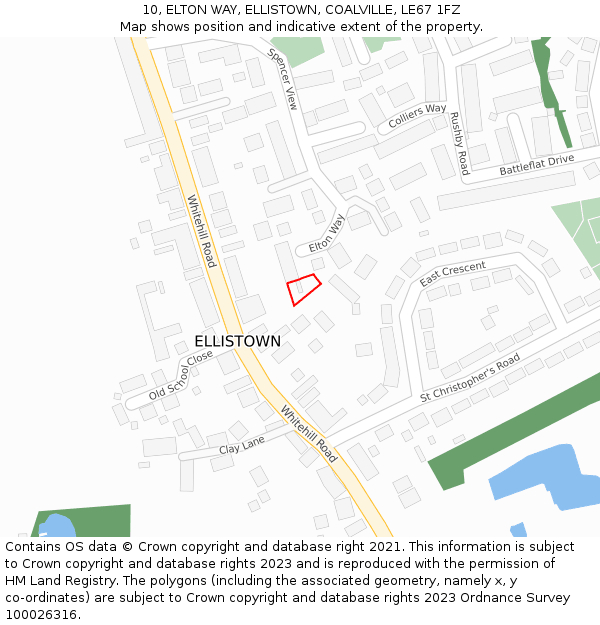 10, ELTON WAY, ELLISTOWN, COALVILLE, LE67 1FZ: Location map and indicative extent of plot
