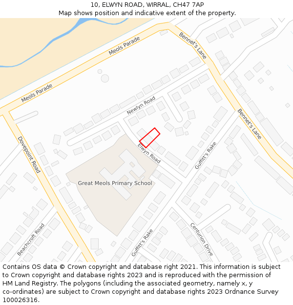 10, ELWYN ROAD, WIRRAL, CH47 7AP: Location map and indicative extent of plot