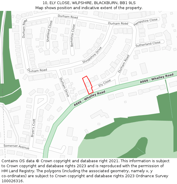 10, ELY CLOSE, WILPSHIRE, BLACKBURN, BB1 9LS: Location map and indicative extent of plot