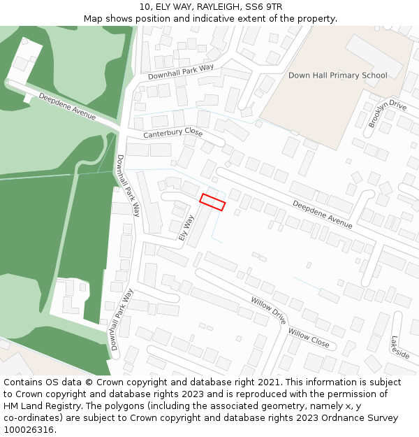 10, ELY WAY, RAYLEIGH, SS6 9TR: Location map and indicative extent of plot