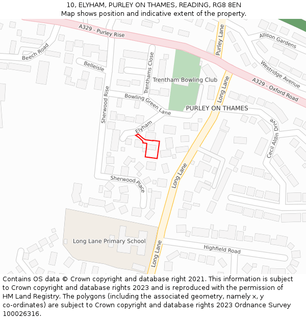 10, ELYHAM, PURLEY ON THAMES, READING, RG8 8EN: Location map and indicative extent of plot