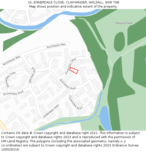 10, ENNERDALE CLOSE, CLAYHANGER, WALSALL, WS8 7SB: Location map and indicative extent of plot