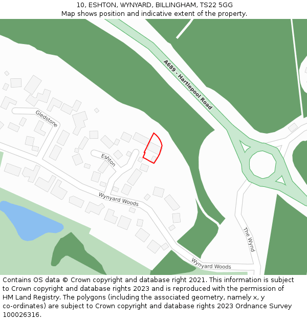 10, ESHTON, WYNYARD, BILLINGHAM, TS22 5GG: Location map and indicative extent of plot