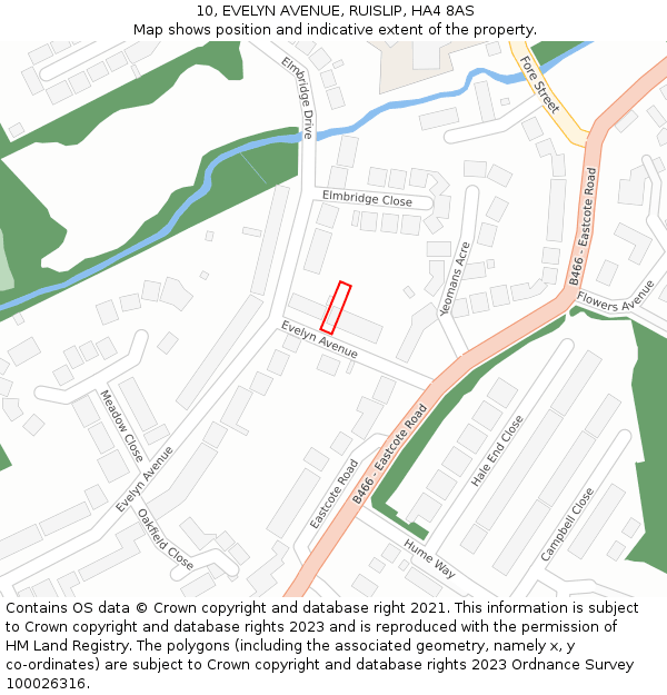 10, EVELYN AVENUE, RUISLIP, HA4 8AS: Location map and indicative extent of plot