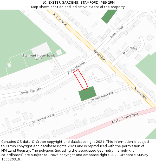 10, EXETER GARDENS, STAMFORD, PE9 2RN: Location map and indicative extent of plot