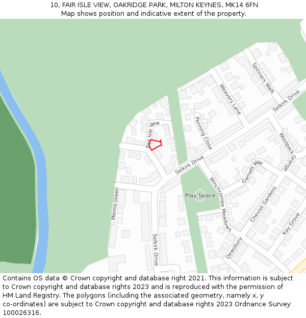 10, FAIR ISLE VIEW, OAKRIDGE PARK, MILTON KEYNES, MK14 6FN: Location map and indicative extent of plot