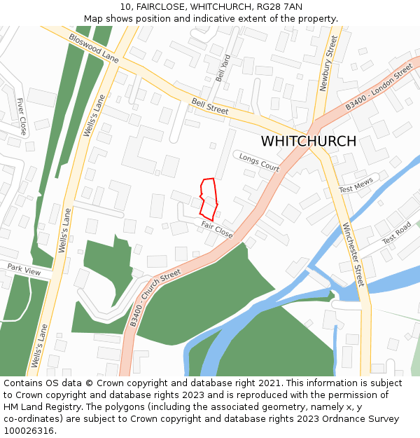 10, FAIRCLOSE, WHITCHURCH, RG28 7AN: Location map and indicative extent of plot