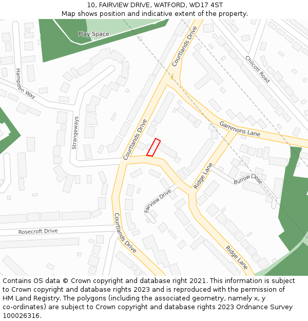 10, FAIRVIEW DRIVE, WATFORD, WD17 4ST: Location map and indicative extent of plot