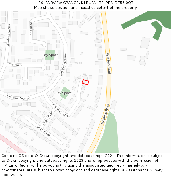 10, FAIRVIEW GRANGE, KILBURN, BELPER, DE56 0QB: Location map and indicative extent of plot