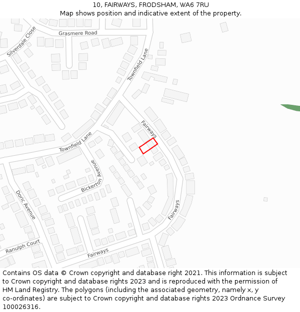 10, FAIRWAYS, FRODSHAM, WA6 7RU: Location map and indicative extent of plot