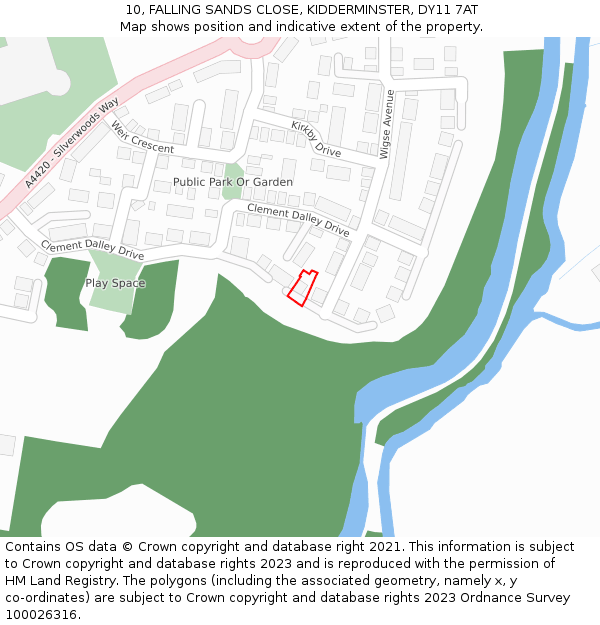 10, FALLING SANDS CLOSE, KIDDERMINSTER, DY11 7AT: Location map and indicative extent of plot