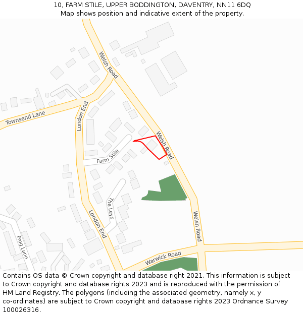 10, FARM STILE, UPPER BODDINGTON, DAVENTRY, NN11 6DQ: Location map and indicative extent of plot