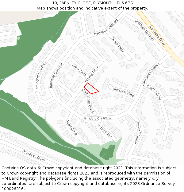 10, FARNLEY CLOSE, PLYMOUTH, PL6 6BS: Location map and indicative extent of plot