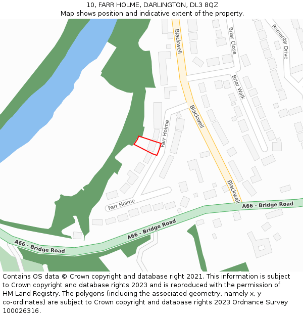 10, FARR HOLME, DARLINGTON, DL3 8QZ: Location map and indicative extent of plot