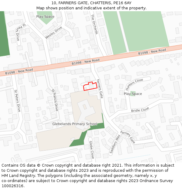 10, FARRIERS GATE, CHATTERIS, PE16 6AY: Location map and indicative extent of plot