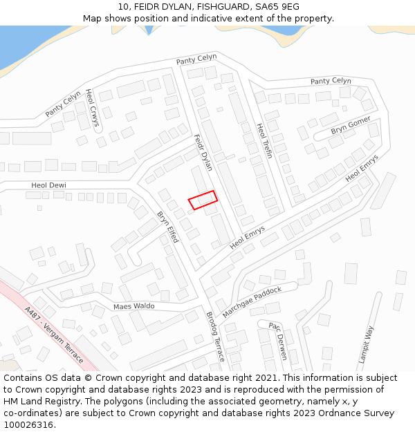 10, FEIDR DYLAN, FISHGUARD, SA65 9EG: Location map and indicative extent of plot