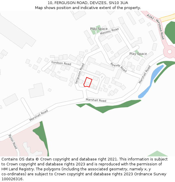 10, FERGUSON ROAD, DEVIZES, SN10 3UA: Location map and indicative extent of plot