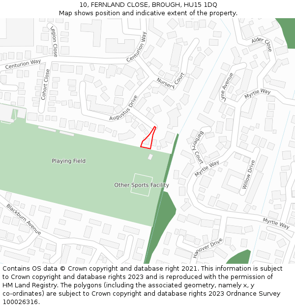 10, FERNLAND CLOSE, BROUGH, HU15 1DQ: Location map and indicative extent of plot