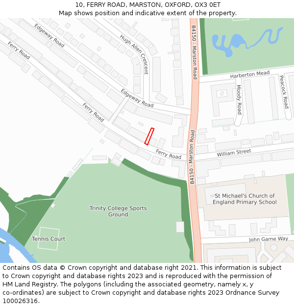 10, FERRY ROAD, MARSTON, OXFORD, OX3 0ET: Location map and indicative extent of plot