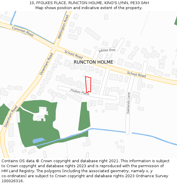 10, FFOLKES PLACE, RUNCTON HOLME, KING'S LYNN, PE33 0AH: Location map and indicative extent of plot