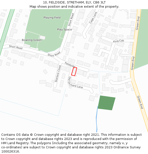 10, FIELDSIDE, STRETHAM, ELY, CB6 3LT: Location map and indicative extent of plot