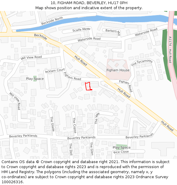 10, FIGHAM ROAD, BEVERLEY, HU17 0PH: Location map and indicative extent of plot