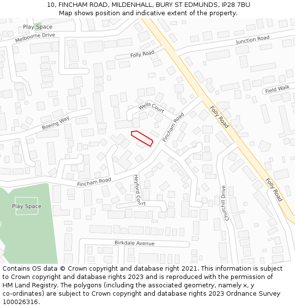 10, FINCHAM ROAD, MILDENHALL, BURY ST EDMUNDS, IP28 7BU: Location map and indicative extent of plot