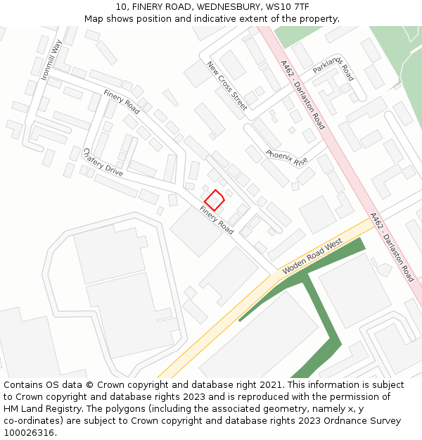10, FINERY ROAD, WEDNESBURY, WS10 7TF: Location map and indicative extent of plot