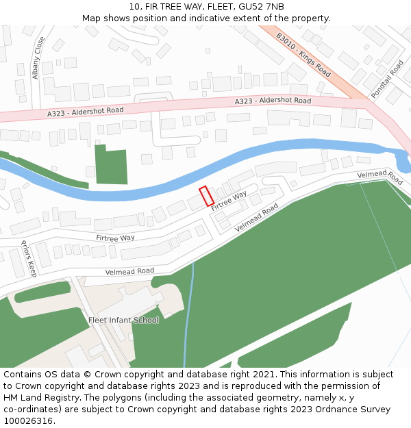 10, FIR TREE WAY, FLEET, GU52 7NB: Location map and indicative extent of plot