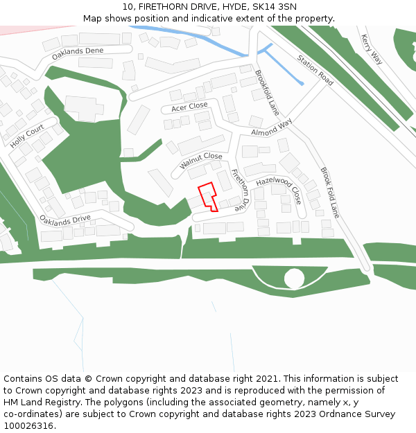 10, FIRETHORN DRIVE, HYDE, SK14 3SN: Location map and indicative extent of plot